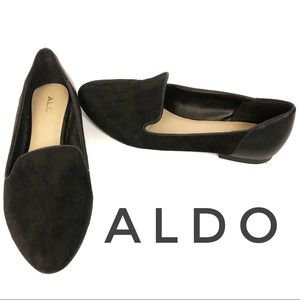 Aldo Black Suede Slip On Loafer Flats NWOT 6